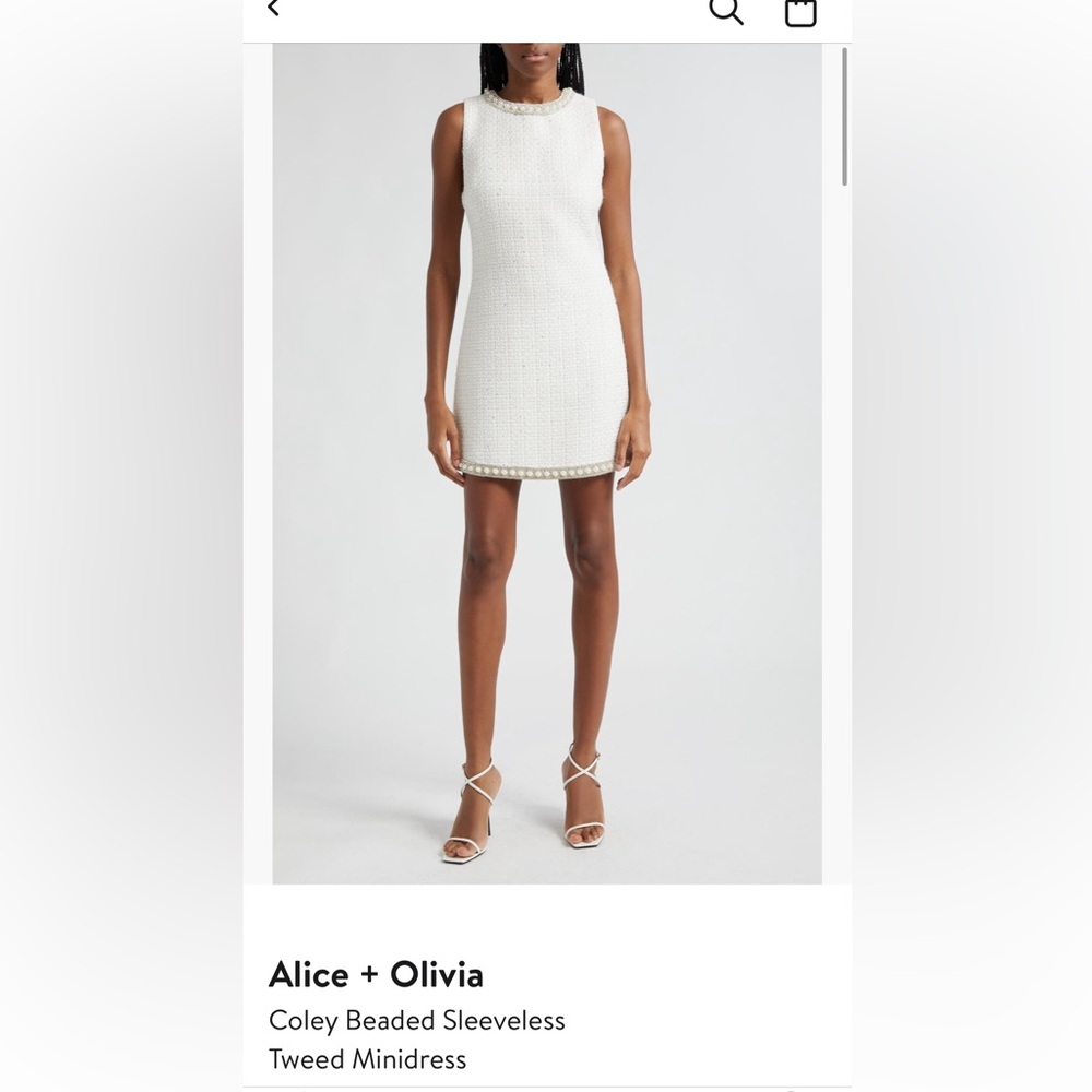 Alice + Olivia Coley Beaded Sleveless Tweed Minidress